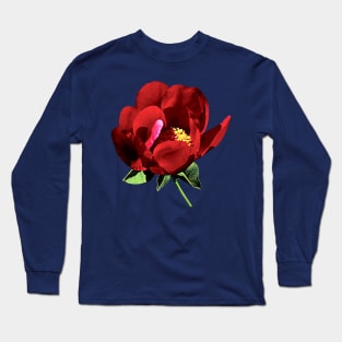 Peonies - One Red Peony Long Sleeve T-Shirt